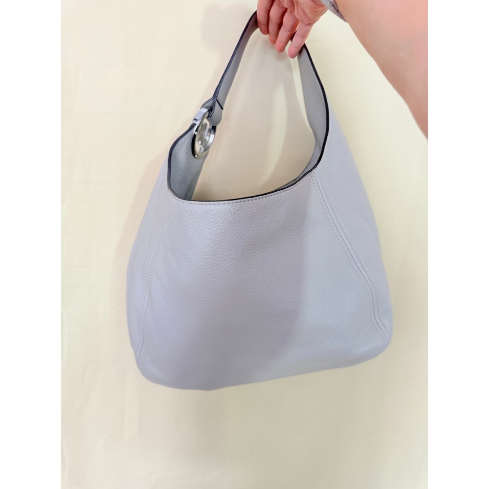 Michael Kors Hobo Bag Womens Large Grey Fulton Pebbled Leather Shoulder Bag MK - Picture 6 of 11